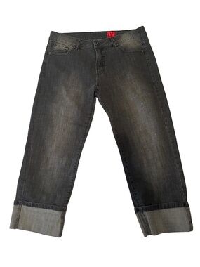 V Christina Black Washed Cuffed Jeans - Classic Y2K Boyfriend Fit